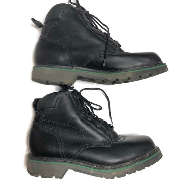 John Deere vintage black leather boots with laces - Picture 3 of 6